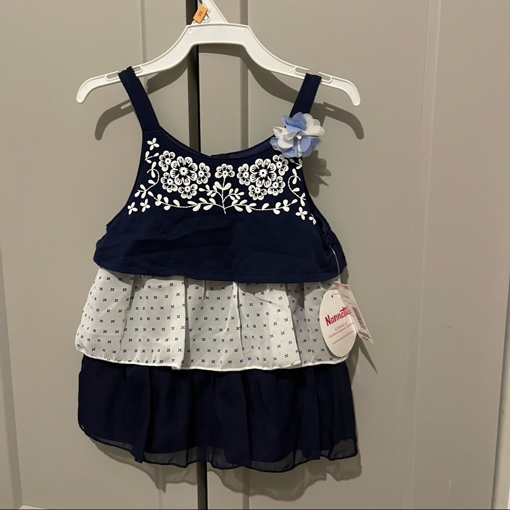 Blue & White Sleeveless shirt (size 6)